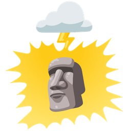 cloud with lightning and moai