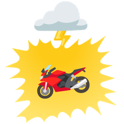 cloud with lightning and motorcycle