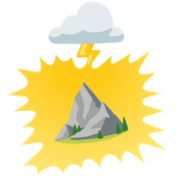 cloud with lightning and mountain