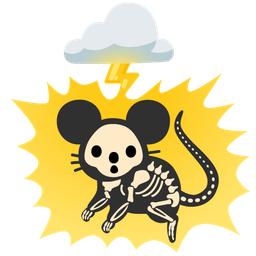 cloud with lightning and mouse face