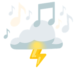 cloud with lightning and musical notes