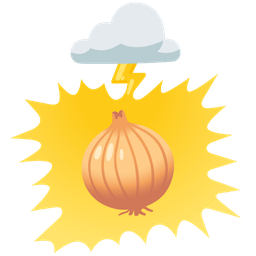 cloud with lightning and onion
