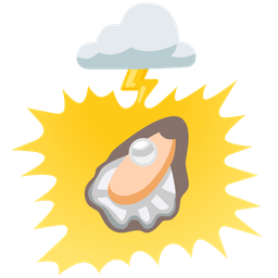 cloud with lightning and oyster