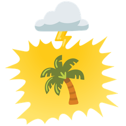 cloud with lightning and palm tree