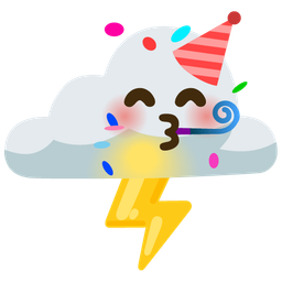cloud with lightning and partying face