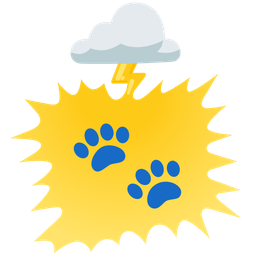 cloud with lightning and paw prints