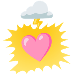 cloud with lightning and pink heart
