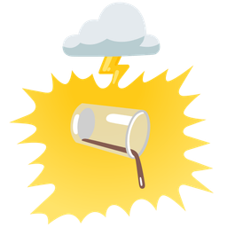 cloud with lightning and pouring liquid