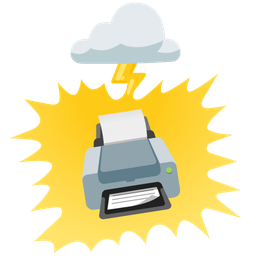 cloud with lightning and printer