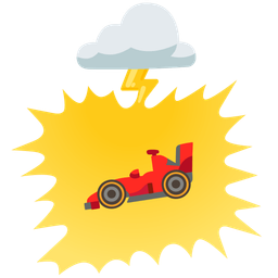 cloud with lightning and racing car