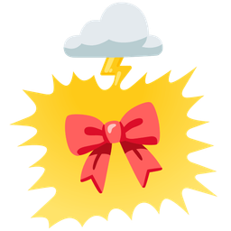 cloud with lightning and ribbon