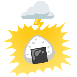 cloud with lightning and rice ball