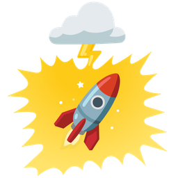 cloud with lightning and rocket