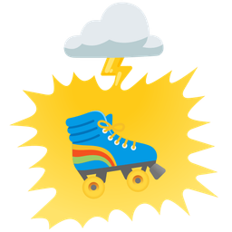 cloud with lightning and roller skate