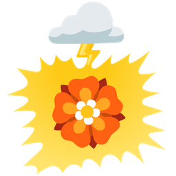 cloud with lightning and rosette