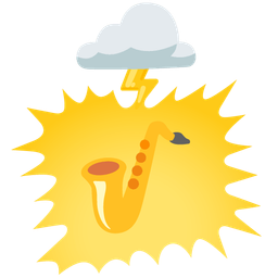 cloud with lightning and saxophone