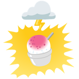 cloud with lightning and shaved ice