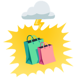 cloud with lightning and shopping bags