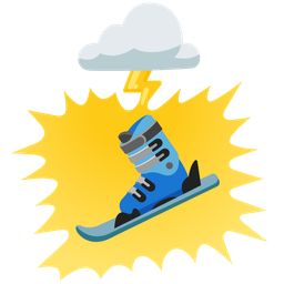 cloud with lightning and skis