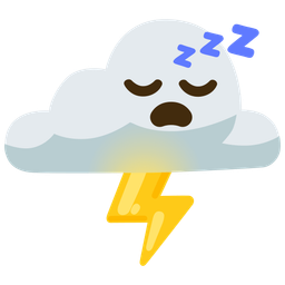 cloud with lightning and sleeping face