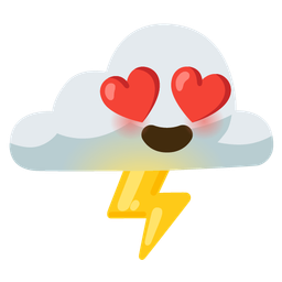 Cloud with lightning and Smiling face with heart-eyes