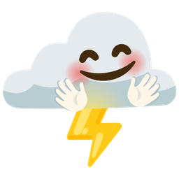 Cloud with lightning and Smiling face with open hands