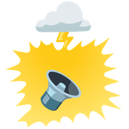 cloud with lightning and speaker low volume