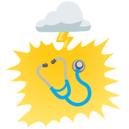cloud with lightning and stethoscope