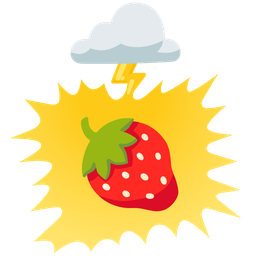 cloud with lightning and strawberry