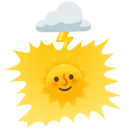 cloud with lightning and sun with face