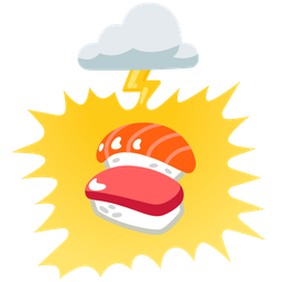 cloud with lightning and sushi
