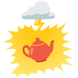 cloud with lightning and teapot