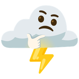 cloud with lightning and thinking face