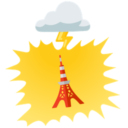 cloud with lightning and Tokyo tower