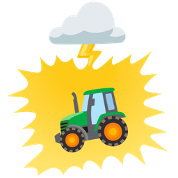 cloud with lightning and tractor