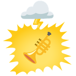 cloud with lightning and trumpet