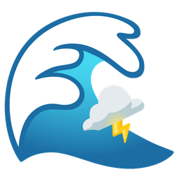 cloud with lightning and water wave