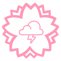 cloud with lightning and white flower