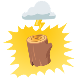 cloud with lightning and wood