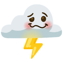 cloud with lightning and woozy face