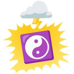 cloud with lightning and yin yang