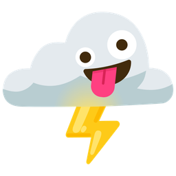 Cloud with lightning and Zany face