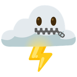 cloud with lightning and zipper-mouth face