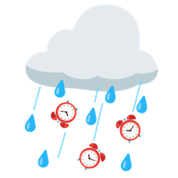 cloud with rain and alarm clock