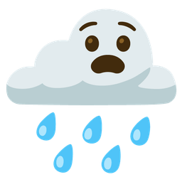 cloud with rain and anguished face