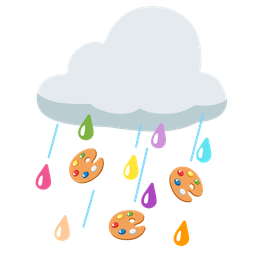 cloud with rain and artist palette
