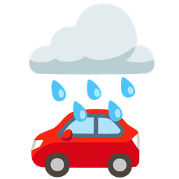 cloud with rain and automobile