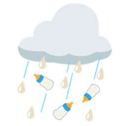 cloud with rain and baby bottle