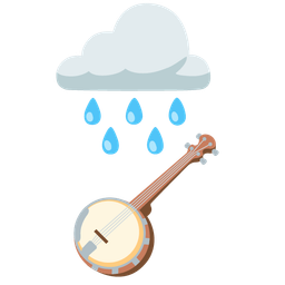 cloud with rain and banjo