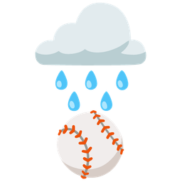 cloud with rain and baseball
